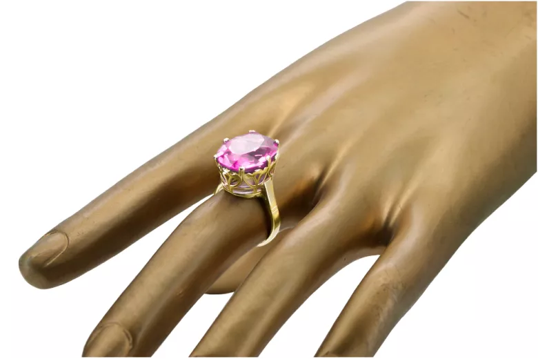 Vintage craft Ring Amethyst 14K Yellow gold vrc130y